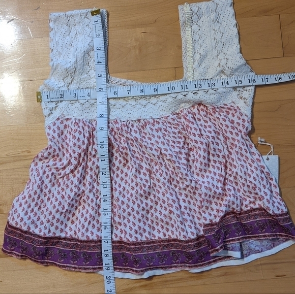 FOREVER 21 square neck 100% viscose lace boho top shirt size Medium NEW @C - Picture 2 of 8